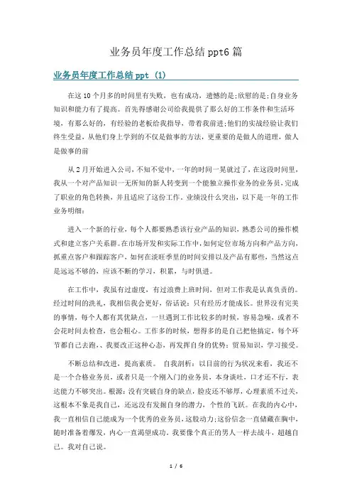 业务员年度工作总结ppt6篇
