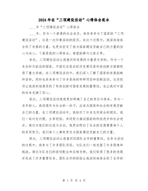 2024年在“三项建设活动”心得体会范本(2篇)