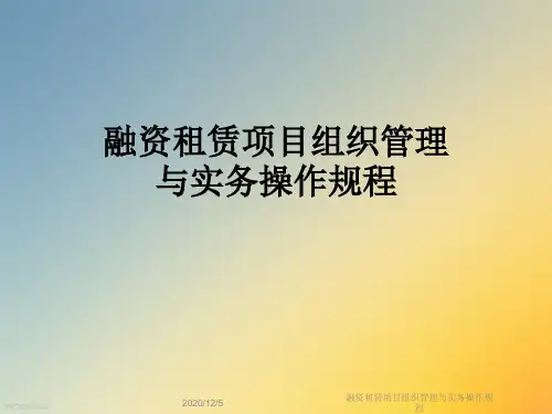 融资租赁项目组织管理与实务操作规程