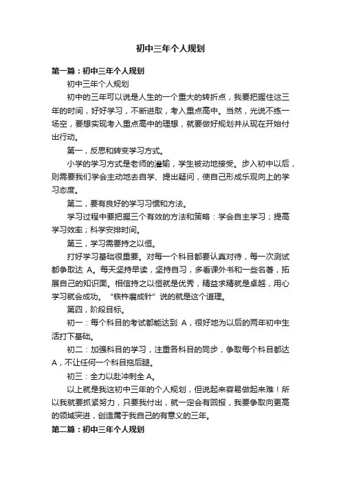 初中三年个人规划