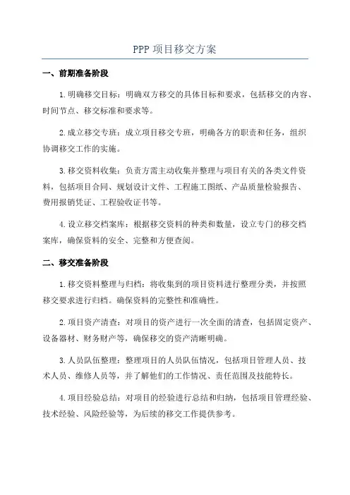 PPP项目移交方案