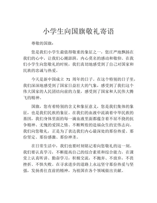 小学生向国旗敬礼寄语