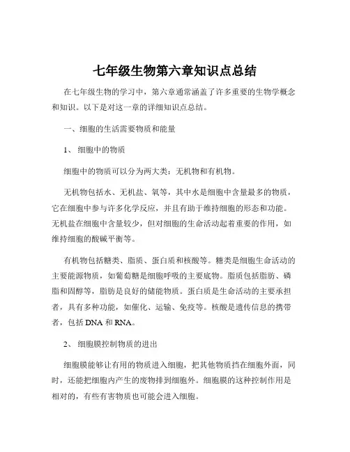 七年级生物第六章知识点总结