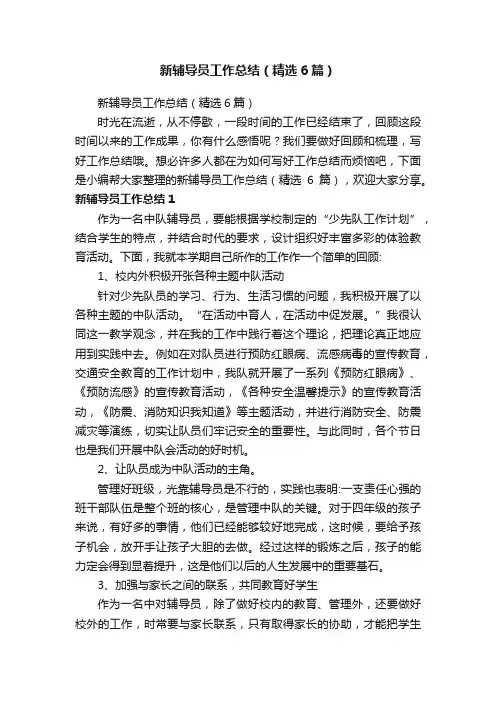 新辅导员工作总结（精选6篇）