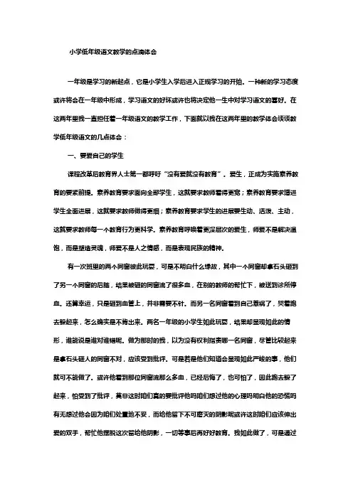 小学低年级语文教学的点滴体会
