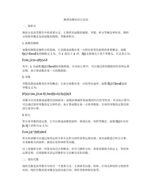 梳理高数知识点总结