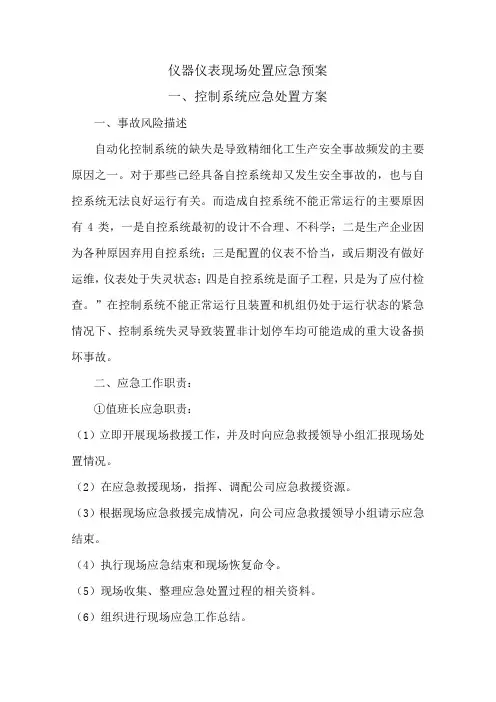 仪器仪表现场处置应急预案