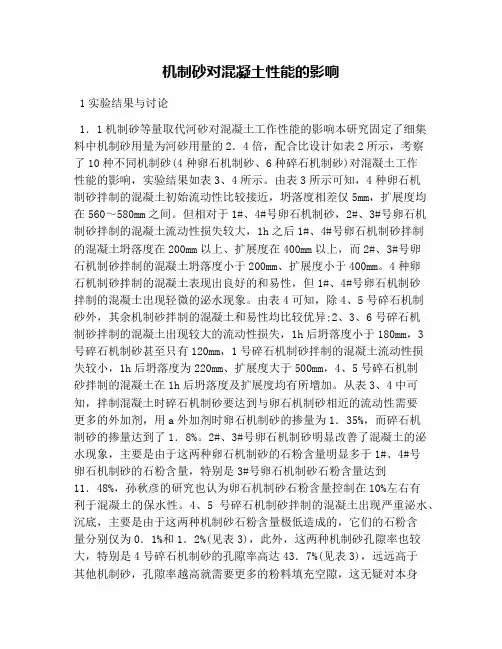 机制砂对混凝土性能的影响