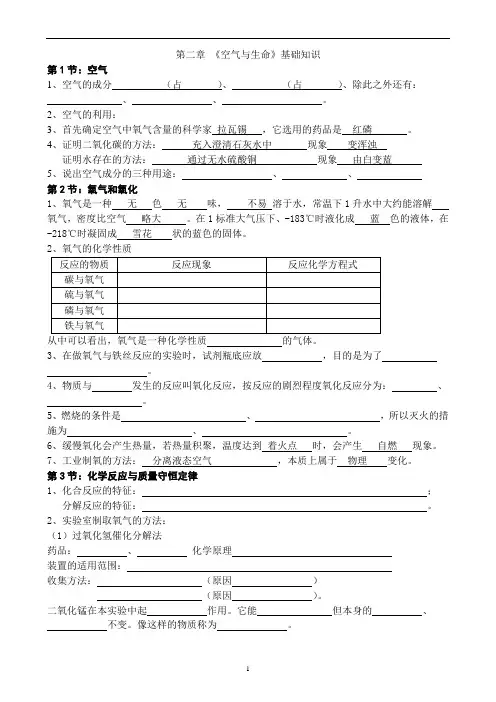 初二第二学期科学第二章知识要点
