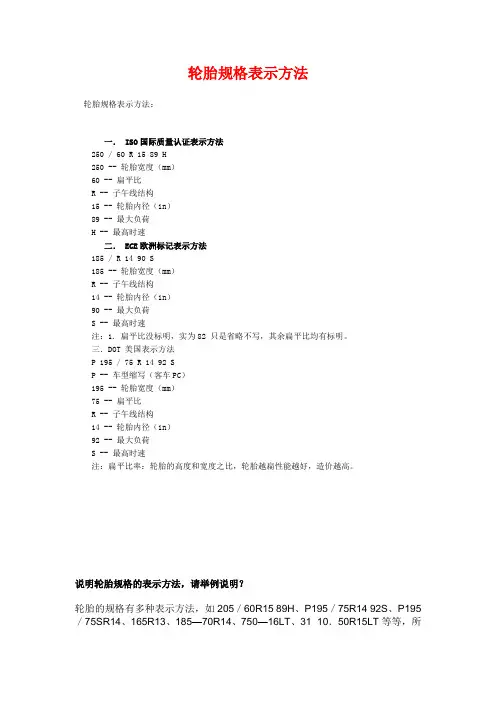轮胎规格表示方法