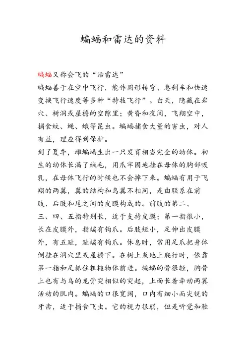 蝙蝠和雷达的资料