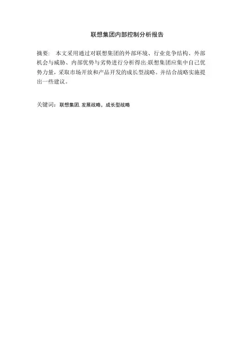 联想集团内部控制分析报告