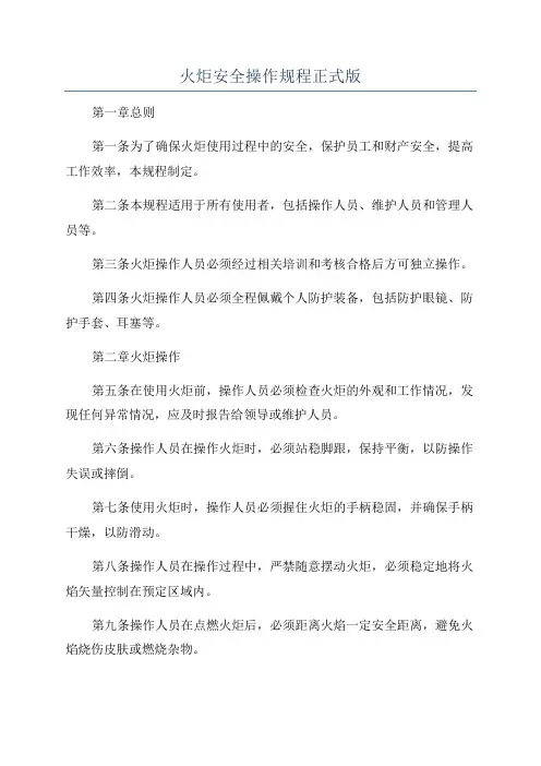火炬安全操作规程正式版