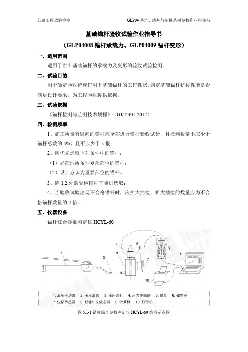 基础锚杆验收试验作业指导书(GLP04008锚杆承载力、GLP04009锚杆变形)