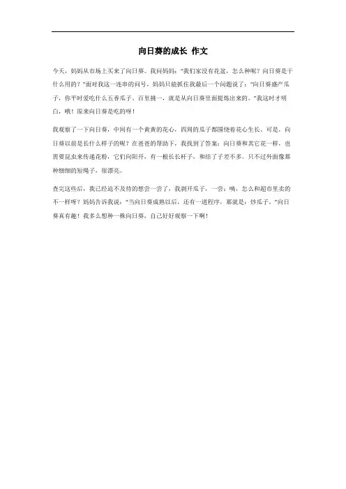向日葵的成长过程作文