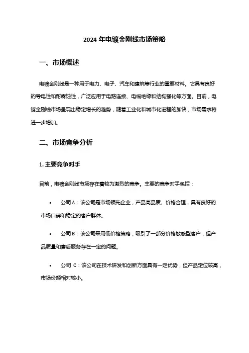 2024年电镀金刚线市场策略