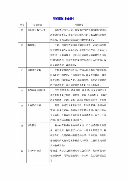 2020年中考语文抗疫题材佳作选：我们同住地球村