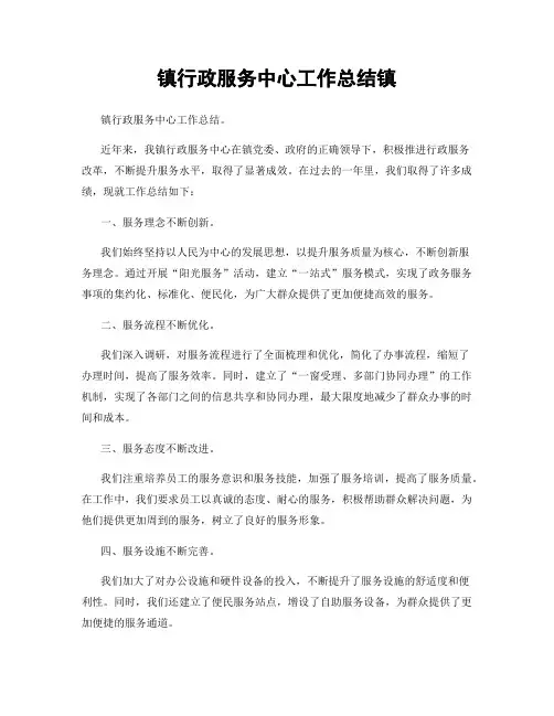 镇行政服务中心工作总结镇
