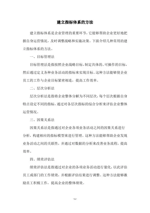 建立指标体系的方法