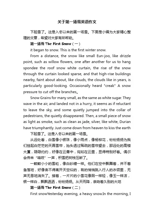 关于第一场雪英语作文
