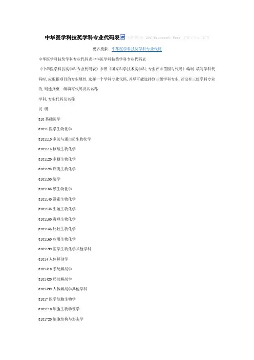 学科专业代码