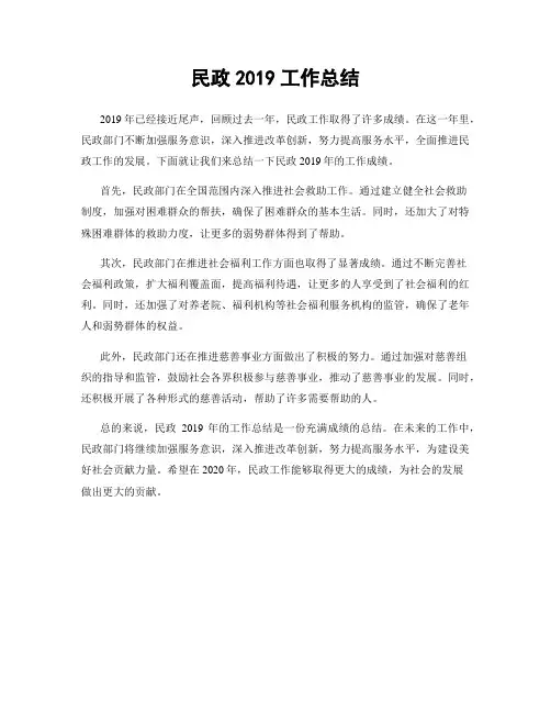 民政2019工作总结