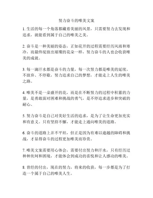 努力奋斗的唯美文案