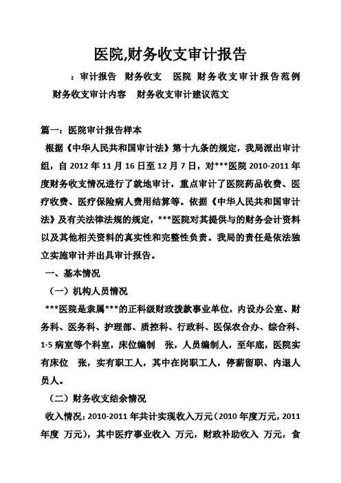 医院,财务收支审计报告