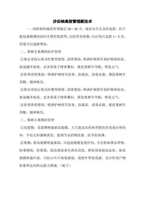 沙田柚高效管理新技术