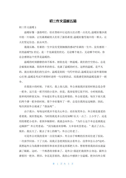 初三作文温暖五篇