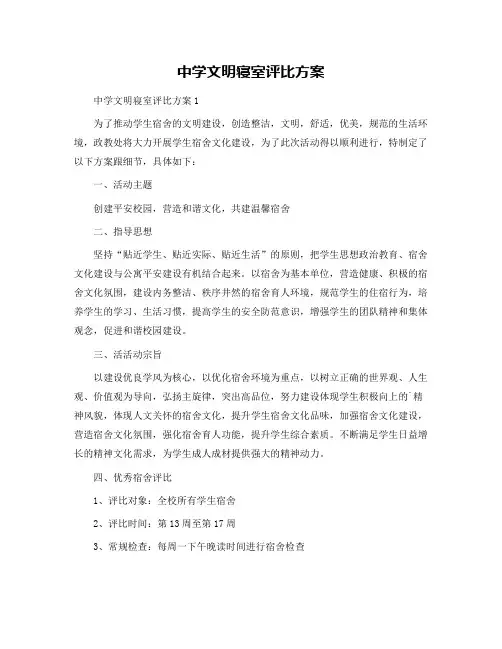 中学文明寝室评比方案