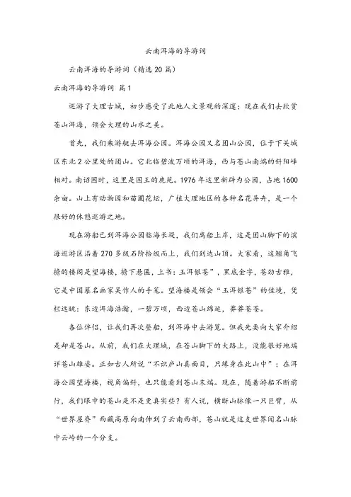 云南洱海的导游词