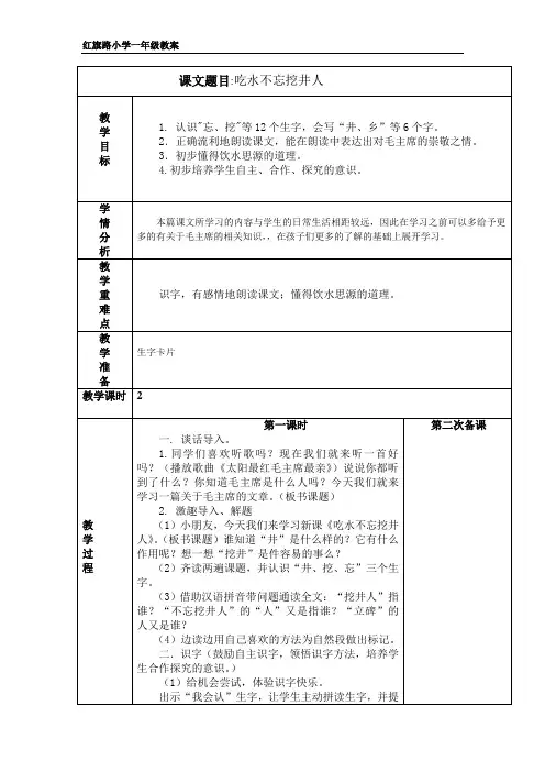 部编版小学语文一年级下册1吃水不忘挖井人2我多想去看看