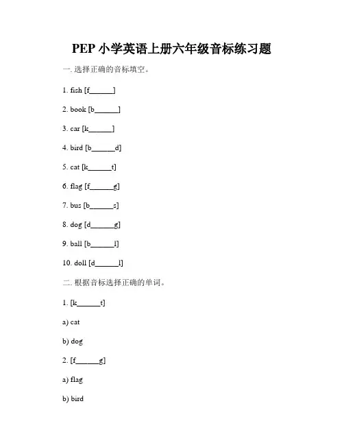 PEP小学英语上册六年级音标练习题