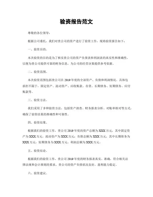 验资报告范文
