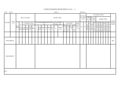 义务教育学校标准化建设基本情况汇总表(二)
