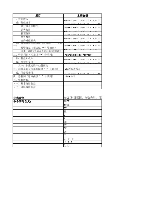 金蝶财务报表公式设置