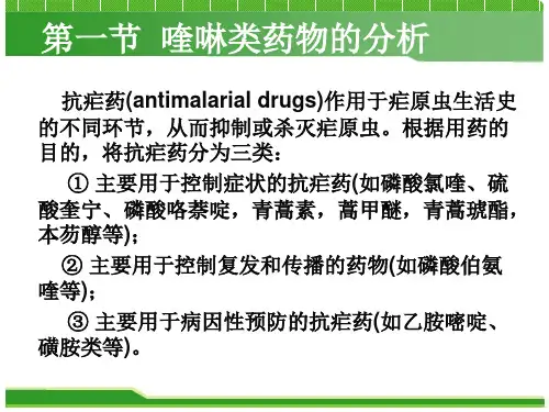 第12章 喹啉和青蒿素类抗疟药物的分析课件35页