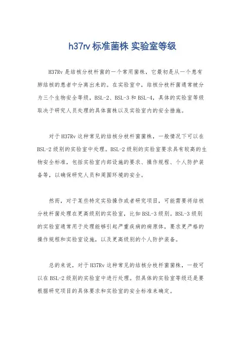 h37rv标准菌株 实验室等级