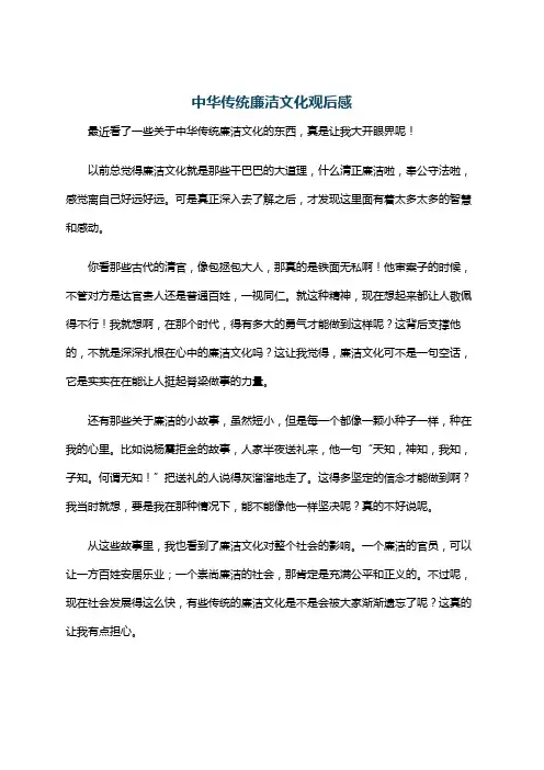 中华传统廉洁文化观后感
