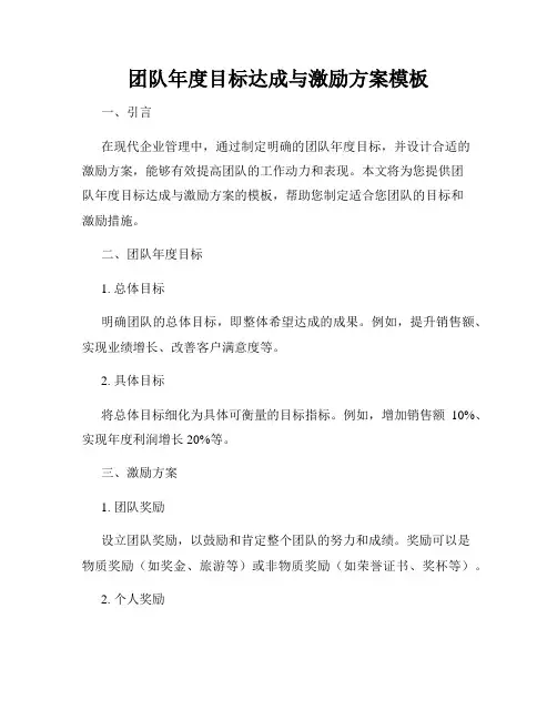 团队年度目标达成与激励方案模板