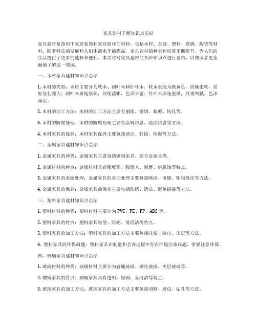 家具建材了解知识点总结