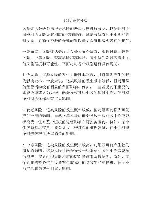 风险评估分级