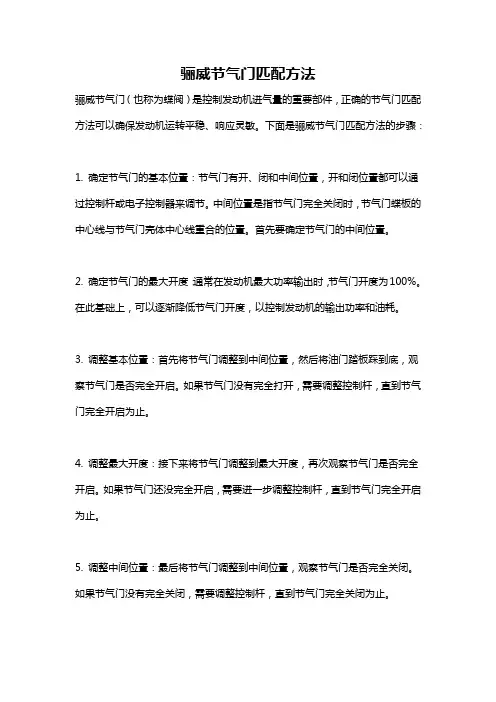 骊威节气门匹配方法