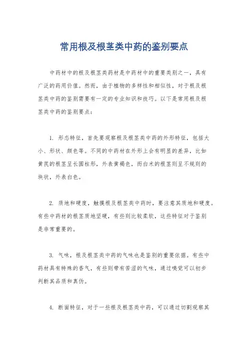 常用根及根茎类中药的鉴别要点