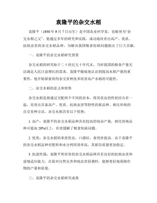 袁隆平的杂交水稻