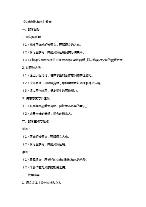 《父亲树林和鸟》教案