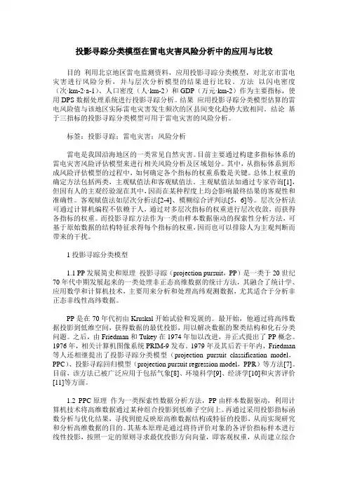 投影寻踪分类模型在雷电灾害风险分析中的应用与比较