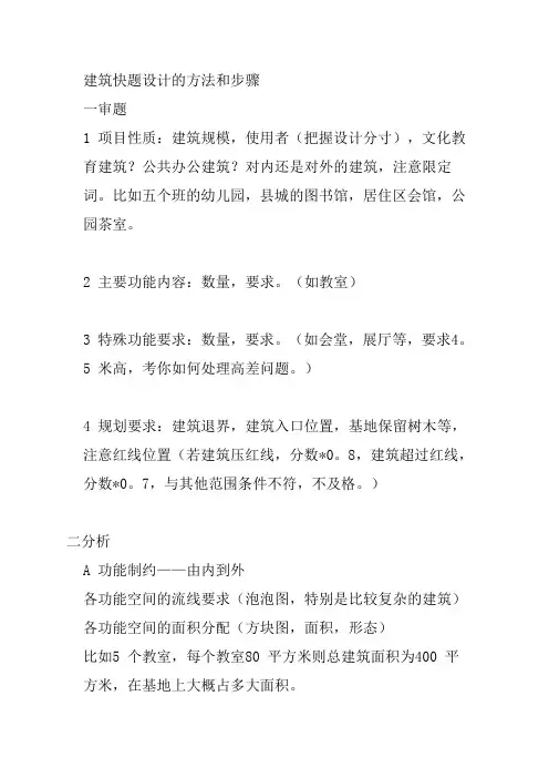 建筑快题设计的方法和步骤