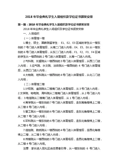 2018年毕业典礼学生入场组织及学位证书颁发安排